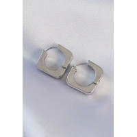 Pirinç Gümüş Renk Kare Küpe