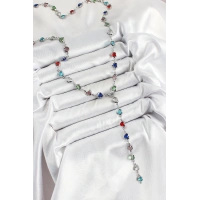 Pirinç Gümüş Renk Karışık Renk Zirkon Taşlı Kalpli Y Kadın Kolye