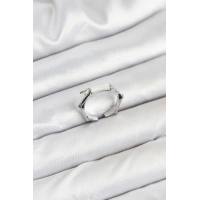 Pirinç Gümüş Renk Kemik Model Kadın Yüzük