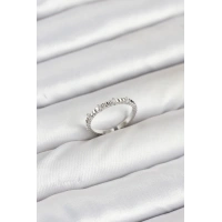 Pirinç Gümüş Renk Lazer Kesim Kadın Yüzük