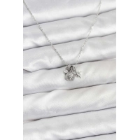 Pirinç Gümüş Renk Minimal Charmlı Kadın Kolye