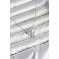 Pirinç Gümüş Renk Minimal Yıldız Model Kadın Kolye