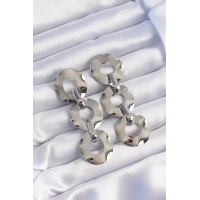 Pirinç Gümüş Renk Oval Ayna Model Sallantılı Küpe