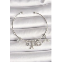 Pirinç Gümüş Renk Sallantı Zirkon Taşlı Deniz Yıldız Figür Balık Kuyruğu Detay Charm Kadın Bileklik