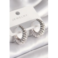 Pirinç Gümüş Renk Sarmal Halka Model Kadın Küpe