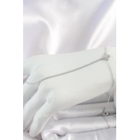 Pirinç Gümüş Renk Su Yolu Zirkon Taşlı İşlemeli Yonca Model Kadın Şahmeran