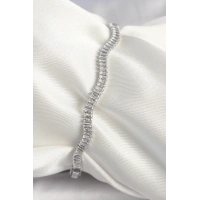 Pirinç Gümüş Renk Su Yolu Zirkon Taşlı Model Kadın Bileklik