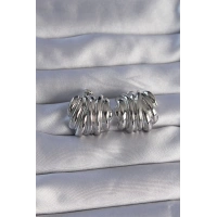 Pirinç Gümüş Renk Tırtıklı Bombe Model Küpe