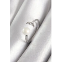 Pirinç Gümüş Renk Top İnci Figür Balık Kuyruğu Model Kadın Yüzük