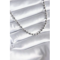 Pirinç Gümüş Renk Topçuk Detay Kadın Kolye