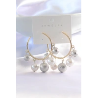 Pirinç Gümüş Renk Topçuk Model Gold Renk Halka Küpe