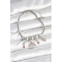 Pirinç Gümüş Renk Yaşam Ağacı Charmlı Kadın Bileklik