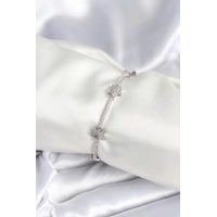 Pirinç Gümüş Renk Yıldız Model Kadın Bileklik