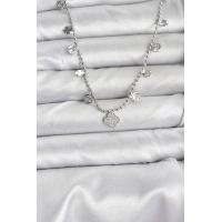 Pirinç Gümüş Renk Yonca Model Kadın Kolye