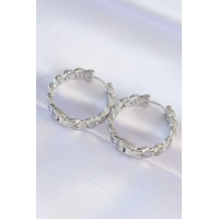 Pirinç Gümüş Renk Zincir Model Halka Küpe