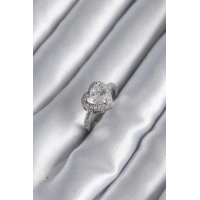 Pirinç Gümüş Renk Zirkon Taş Kalp Charm Model Kadın Yüzük