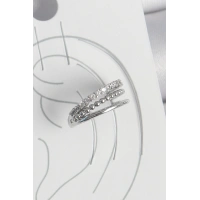 Pirinç Gümüş Renk Zirkon Taşlı 3Lü Sıralı Model Kadın Kıkırdak Küpe