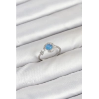 Pirinç Gümüş Renk Zirkon Taşlı Ay Yıldız Kadın Yüzük