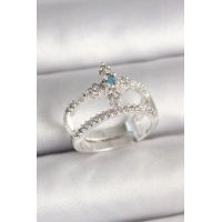 Pirinç Gümüş Renk Zirkon Taşlı Ayarlanabilir Model Kadın Yüzük