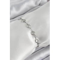 Pirinç Gümüş Renk Zirkon Taşlı Bileklik