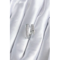 Pirinç Gümüş Renk Zirkon Taşlı Çivi Model Kadın Yüzük