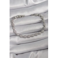 Pirinç Gümüş Renk Zirkon Taşlı Damla Model VIP Seri Kadın Bileklik