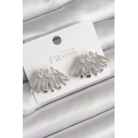 Pirinç Gümüş Renk Zirkon Taşlı Deniz Kabuğu Model Kadın Küpe