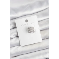 Pirinç Gümüş Renk Zirkon Taşlı Earcuff Kıkırdak Küpe