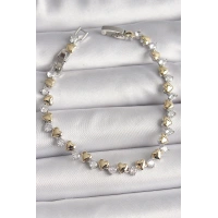 Pirinç Gümüş Renk Zirkon Taşlı Gold Kalpli VIP Seri Kadın Bileklik