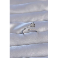 Pirinç Gümüş Renk Zirkon Taşlı İncili Satürn Model Ayarlanabilir Yüzük