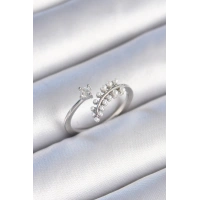 Pirinç Gümüş Renk Zirkon Taşlı İncili Yaprak Model Kadın Yüzük