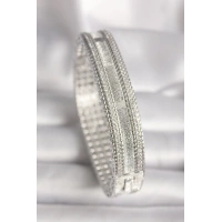 Pirinç Gümüş Renk Zirkon Taşlı Kadın Kelepçe