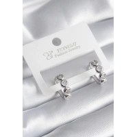 Pirinç Gümüş Renk Zirkon Taşlı Kadın Küpe