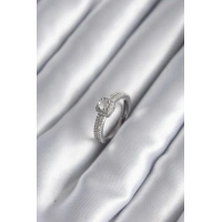 Pirinç Gümüş Renk Zirkon Taşlı Kadın Yüzük