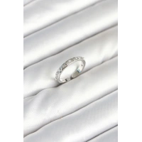 Pirinç Gümüş Renk Zirkon Taşlı Kadın Yüzük