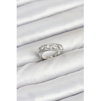 Pirinç Gümüş Renk Zirkon Taşlı Kadın Yüzük