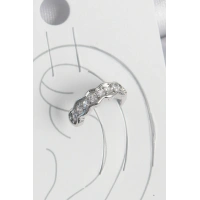 Pirinç Gümüş Renk Zirkon Taşlı Kıkırdak Model Kadın Küpe