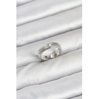 Pirinç Gümüş Renk Zirkon Taşlı Kutup Yıldızı Model Kadın Yüzük