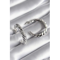 Pirinç Gümüş Renk Zirkon Taşlı Sarmal Model Kadın Küpe