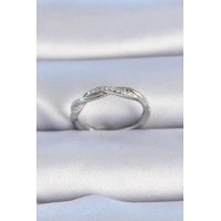 Pirinç Gümüş Renk Zirkon Taşlı Sarmal Model Kadın Yüzük