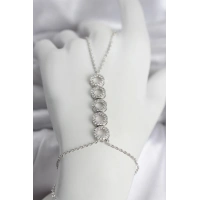 Pirinç Gümüş Renk Zirkon Taşlı Sıralı Halka Model Kadın Şahmeran