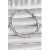 Pirinç Gümüş Renk Zirkon Taşlı Su Yolu Model Kadın Bileklik