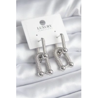 Pirinç Gümüş Renk Zirkon Taşlı Model VIP Seri Kadın Küpe