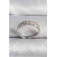 Pirinç Gümüş Renk Zirkon Taşlı VIP Seri Kadın Yüzük