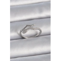 Pirinç Gümüş Renk Zirkon Taşlı Yılan Ayarlanabilir Model Kadın Yüzük