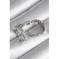 Pirinç Gümüş Renk Zirkon Taşlı Yılan Model Kadın Küpe