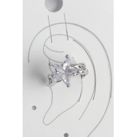 Pirinç Gümüş Renk Zirkon Taşlı Yıldız Model Kadın Kıkırdak Küpe