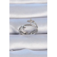 Pirinç Gümüş Renk Zirkon Taşlı Yıldız Model Kadın Yüzük