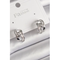 Pirinç Gümüş Renk Zirkon Taşlı Zincir Model Kadın Küpe