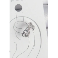 Pirinç Gümüş Renk Zirkon Taşlı Zincir Sonsuzluk Model Kadın Kıkırdak Küpe